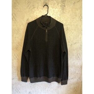 Enzo Mantovani Sweater Men L Brown Zip Wool Cashmere Blend Italy Luxury Knitwear